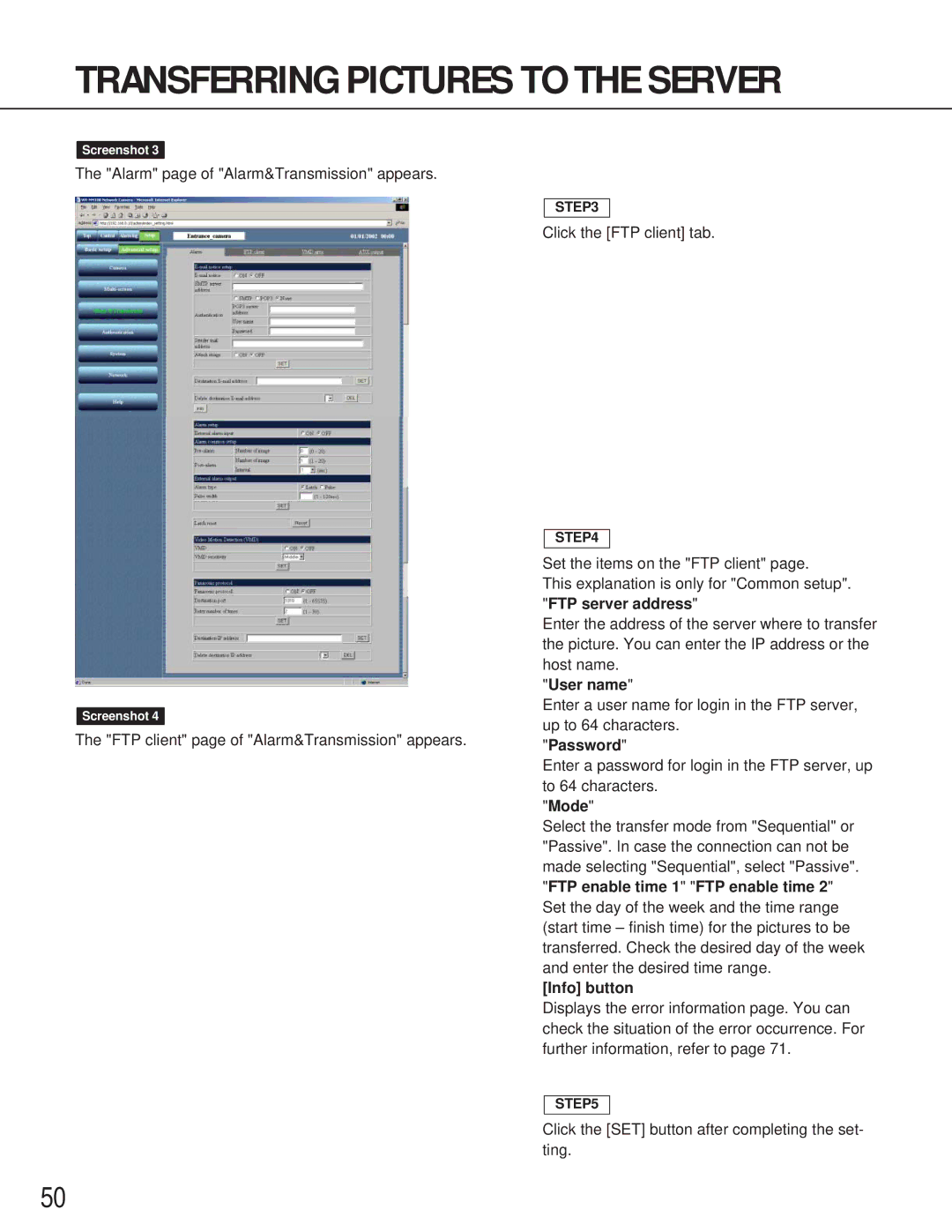 Philips WV-NM100 operating instructions Password, Mode, Info button 