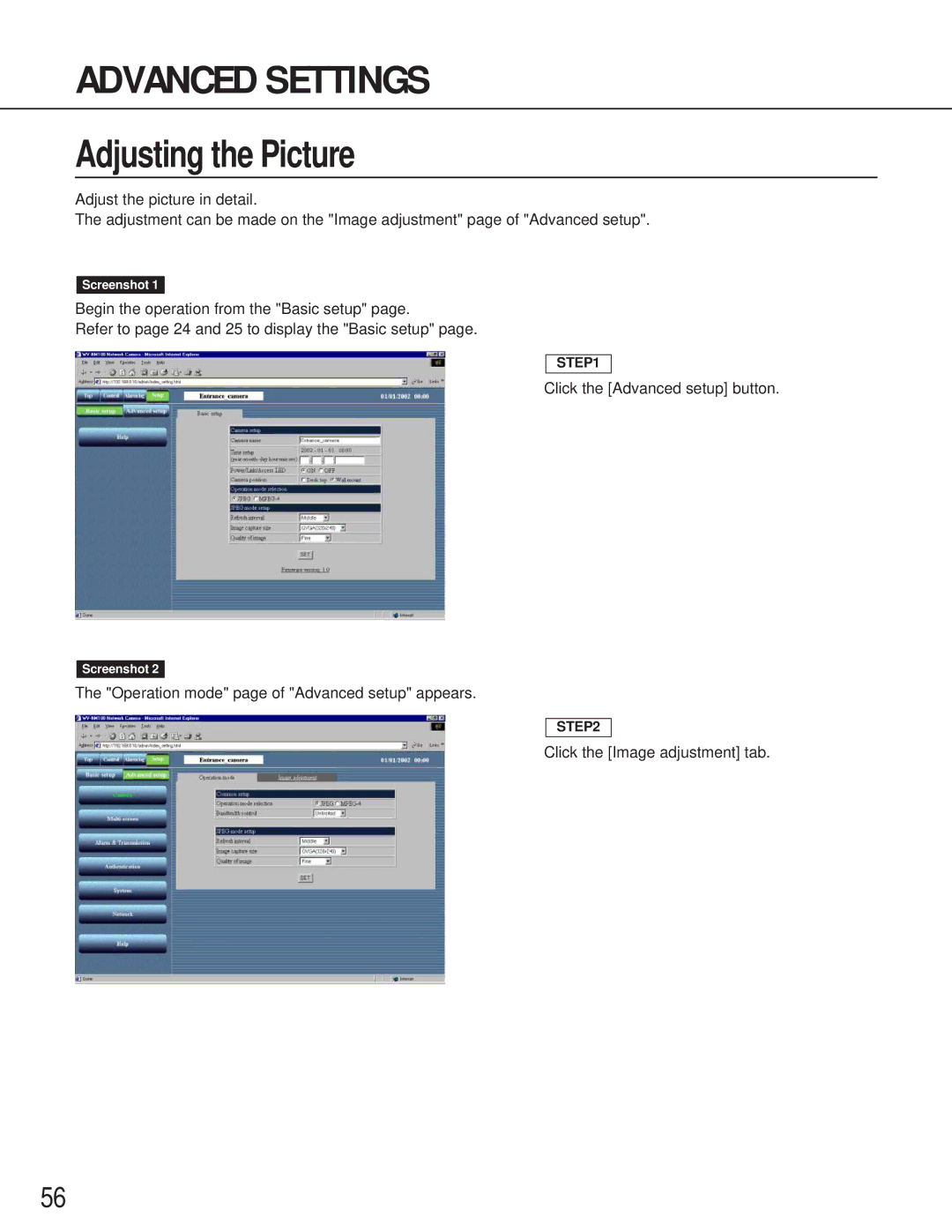 Philips WV-NM100 operating instructions Adjusting the Picture 