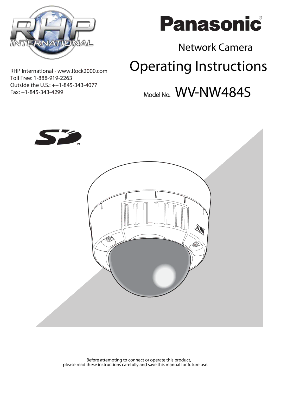 Philips WV-NW484S operating instructions Operating Instructions 