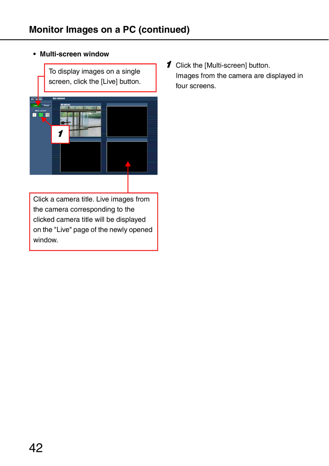 Philips WV-NW484S operating instructions Multi-screen window 