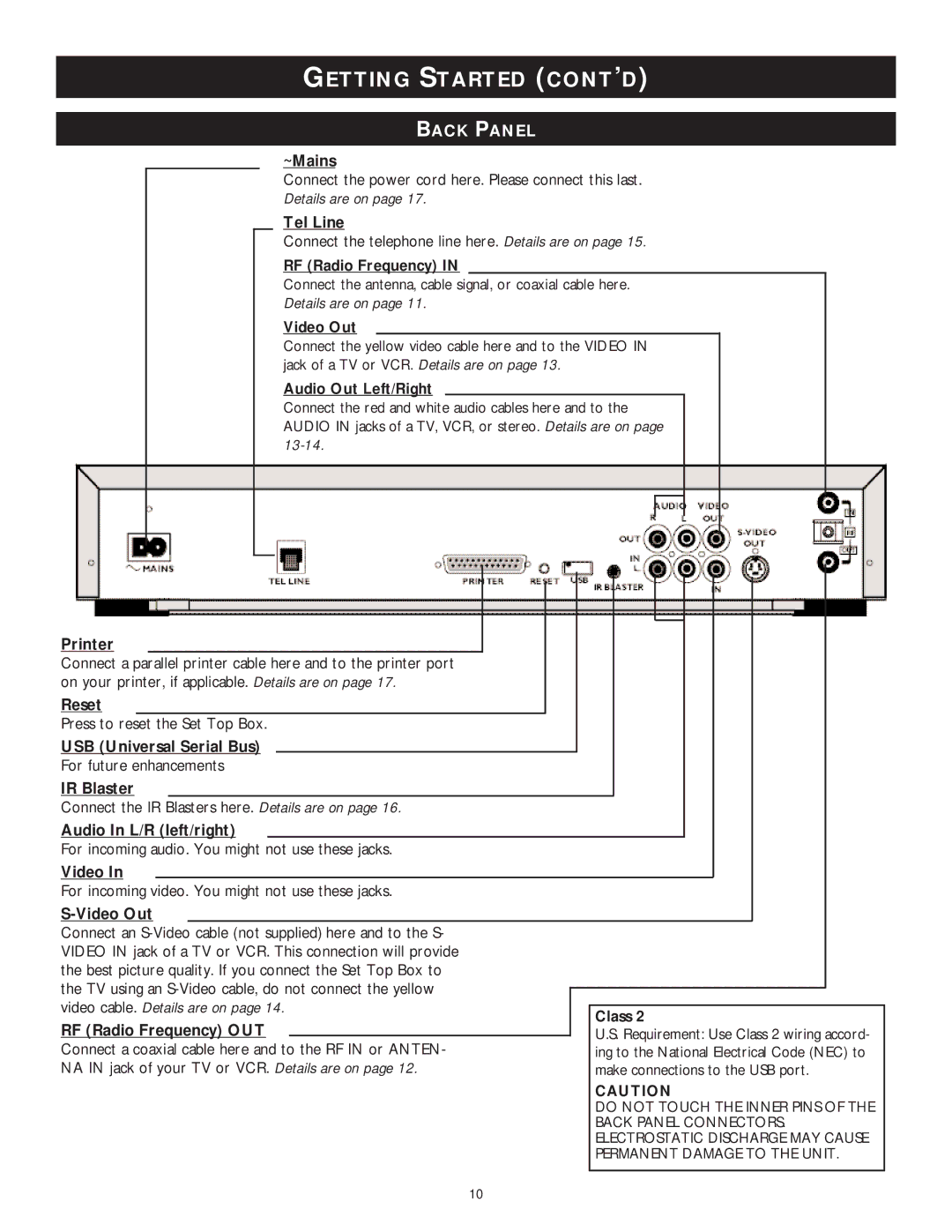 Philips WVH111 user manual Back Panel 