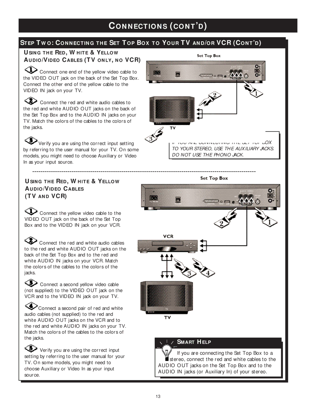 Philips WVH111 user manual Using the RED, White & Yellow AUDIO/VIDEO Cables 