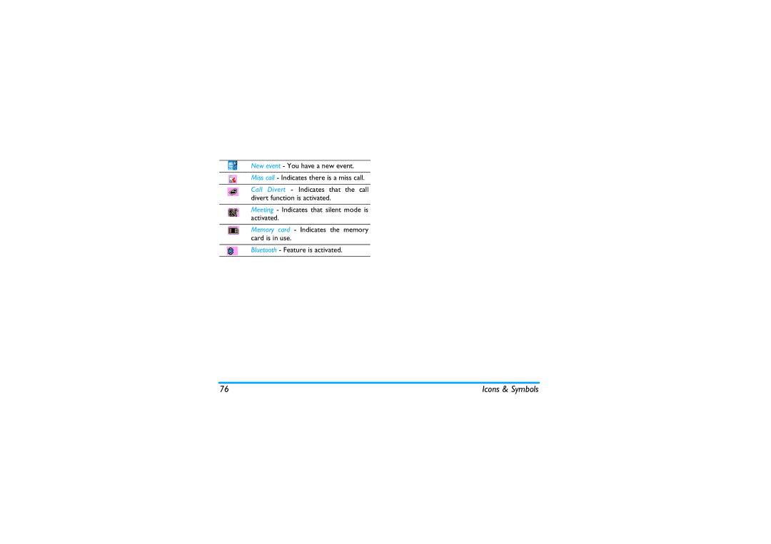 Philips X600 manual Icons & Symbols 