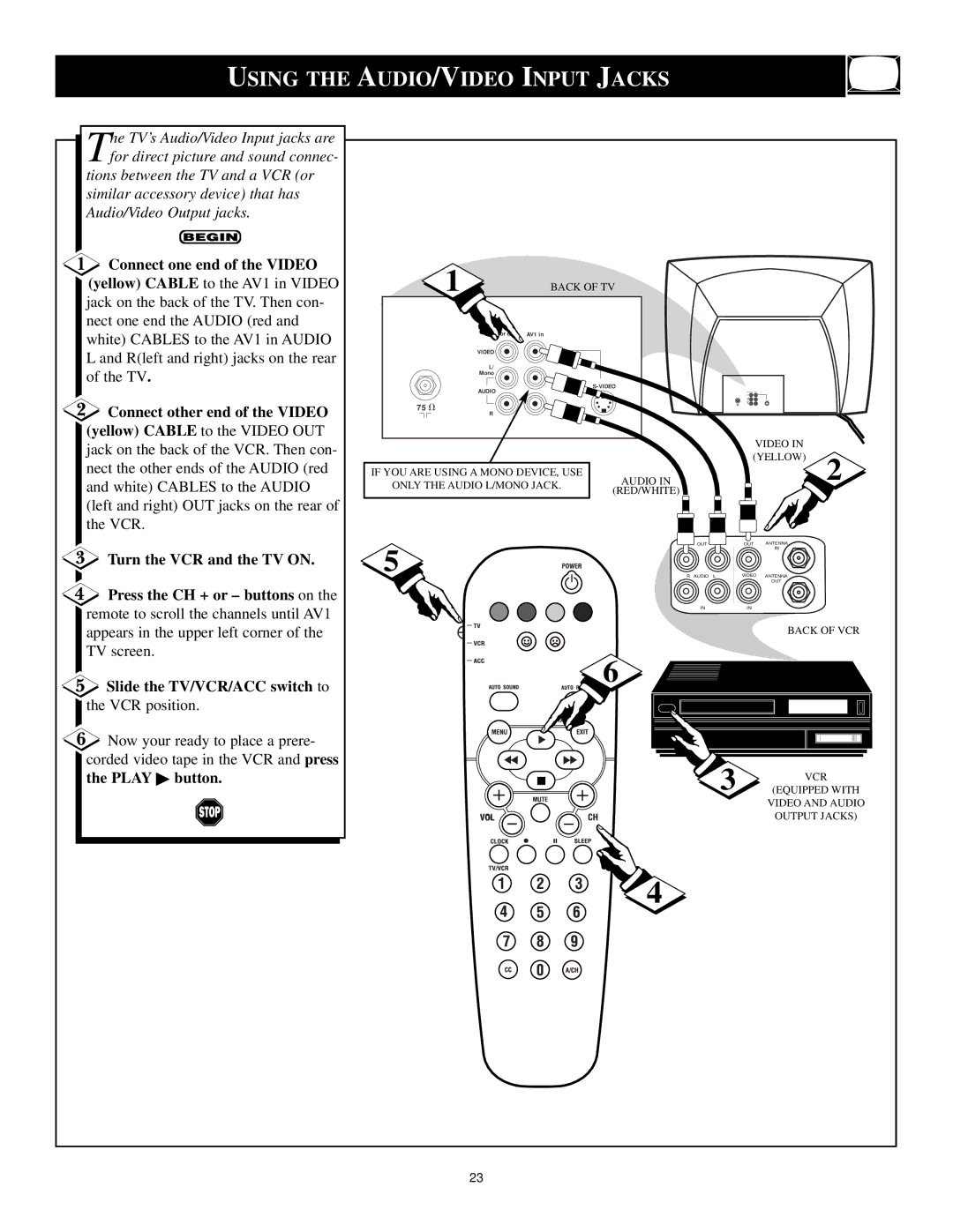 Philips XA311 manual Using the AUDIO/VIDEO Input Jacks 