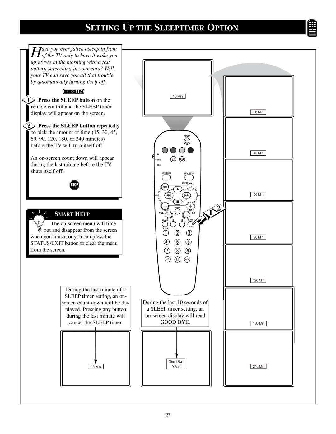 Philips XA311 manual Setting, UP the Sleeptimer Option 