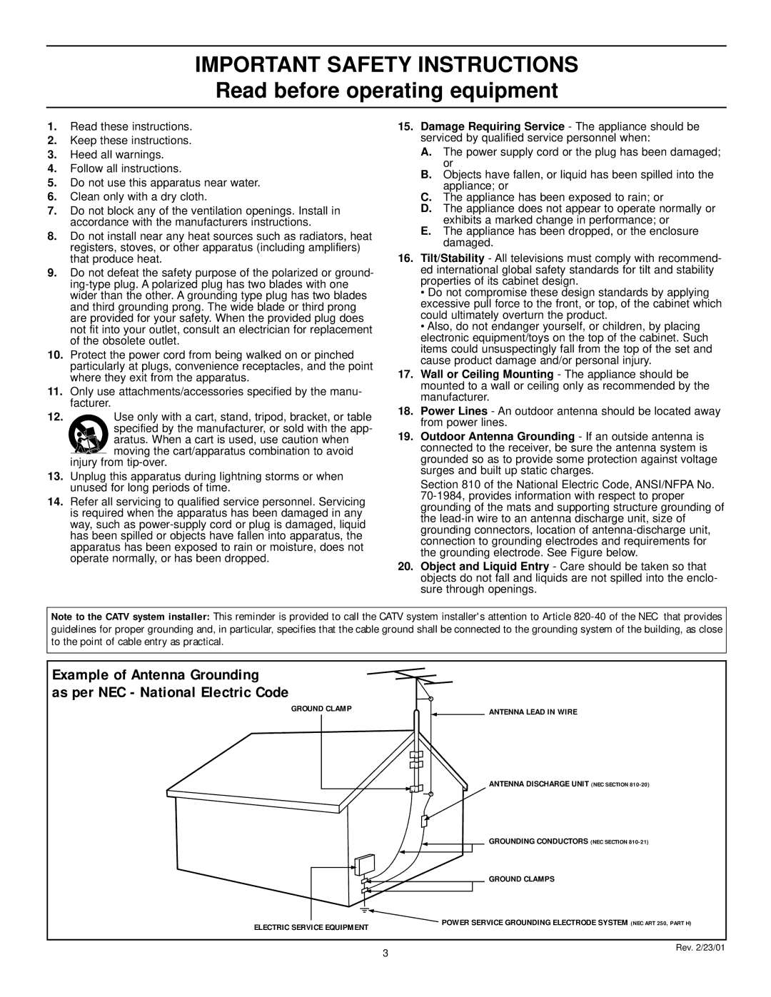 Philips XA311 manual Important Safety Instructions 