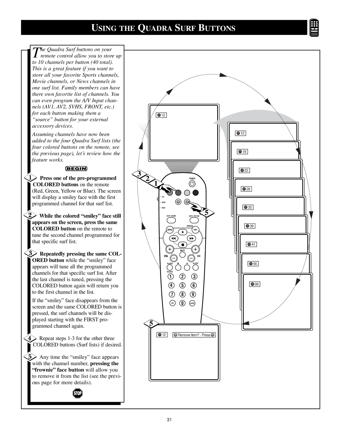 Philips XA311 manual Repeatedly pressing the same COL, Frownie face button will allow you 