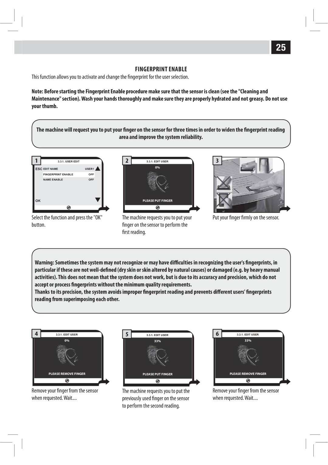 Philips HD8946, XELSIS manual Fingerprint Enable, 1VUZPVSöOHFSöSNMZPOUIFTFOTPS 