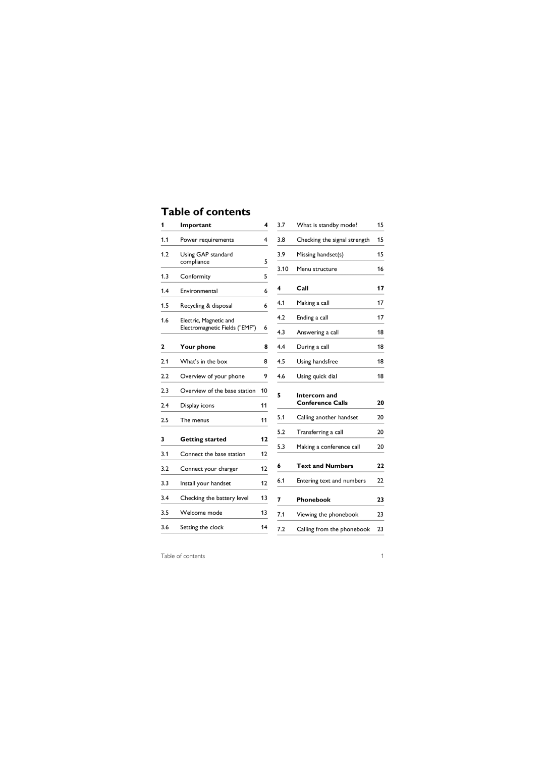 Philips XL 665 manual Table of contents 