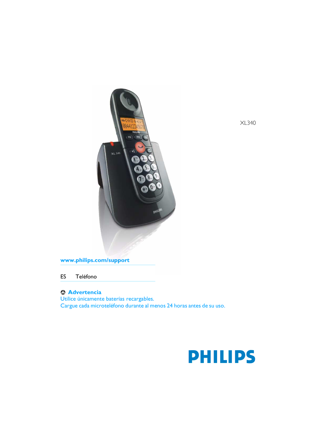 Philips XL340 manual Advertencia 