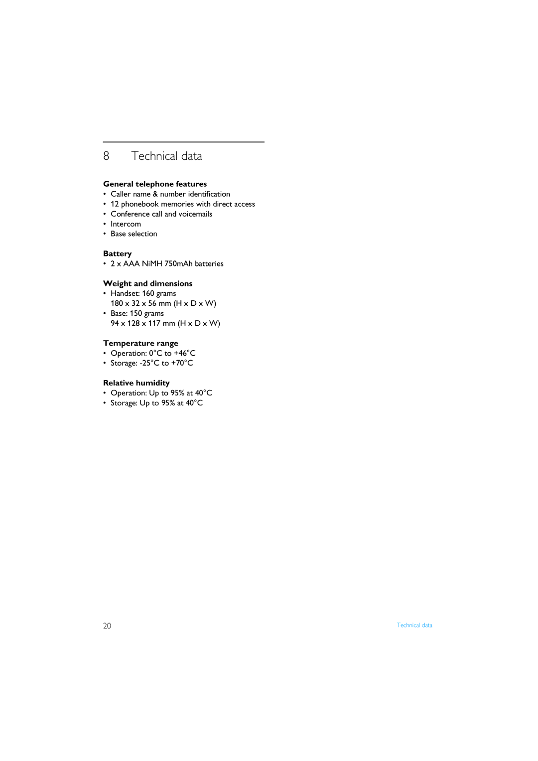 Philips XL340 manual Technical data 