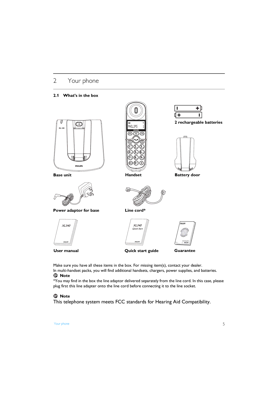 Philips XL340 manual Your phone 