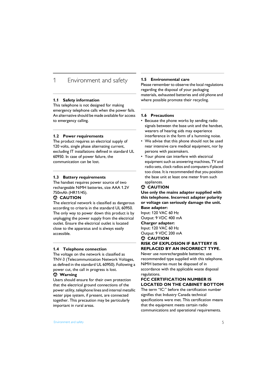 Philips XL3402 manual Environment and safety 