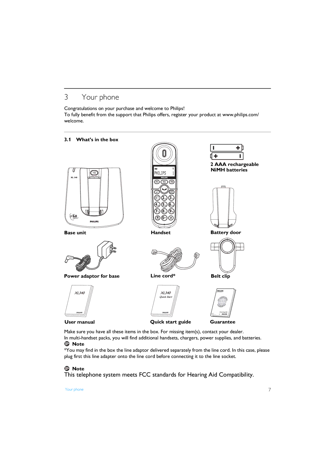 Philips XL3402 manual Your phone 