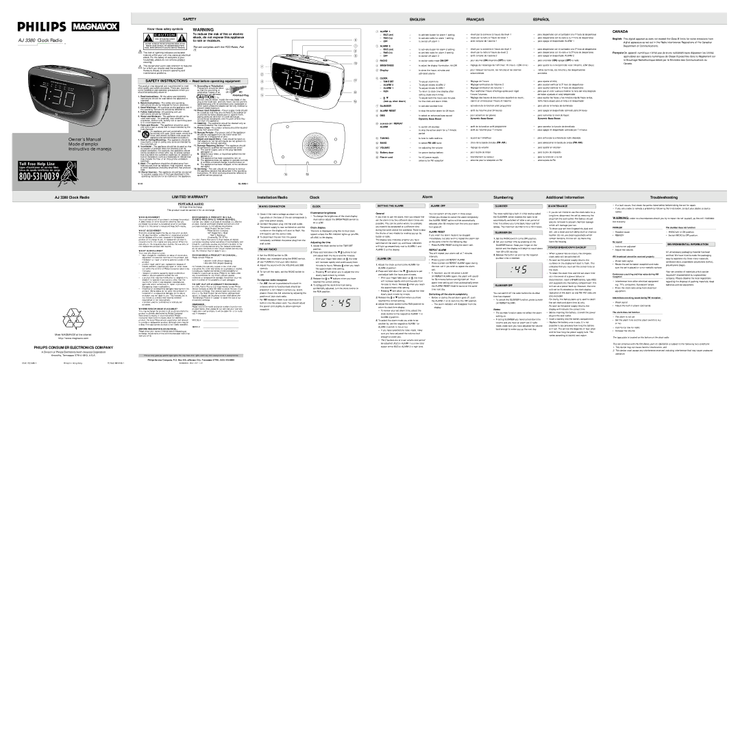 Philips XP AJ 3380 owner manual Know these safety symbols, Alarm BUZ zer, RAD io, Display, Fast up, slow down, Power cord 