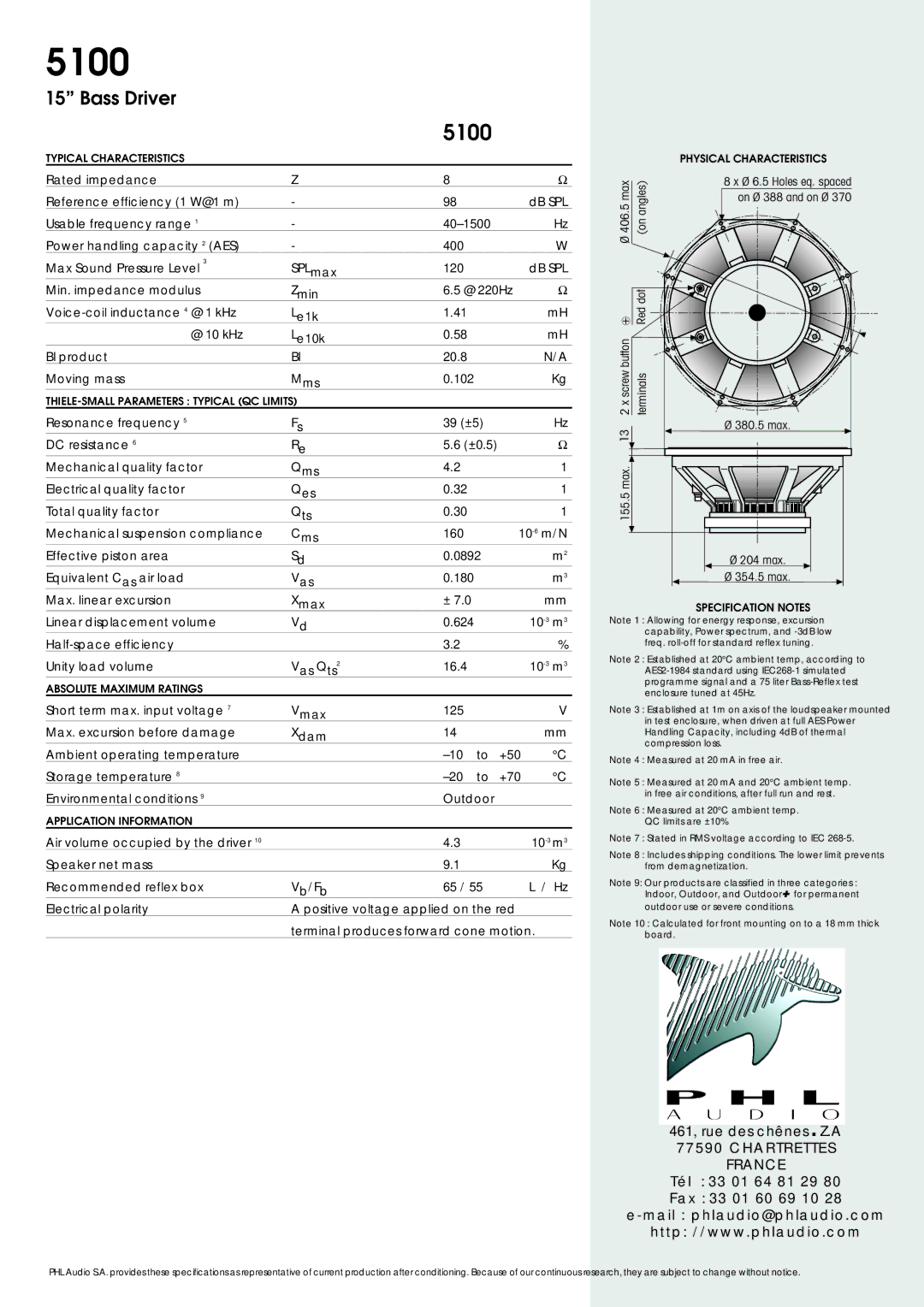 PHL Audio 5100 specifications 