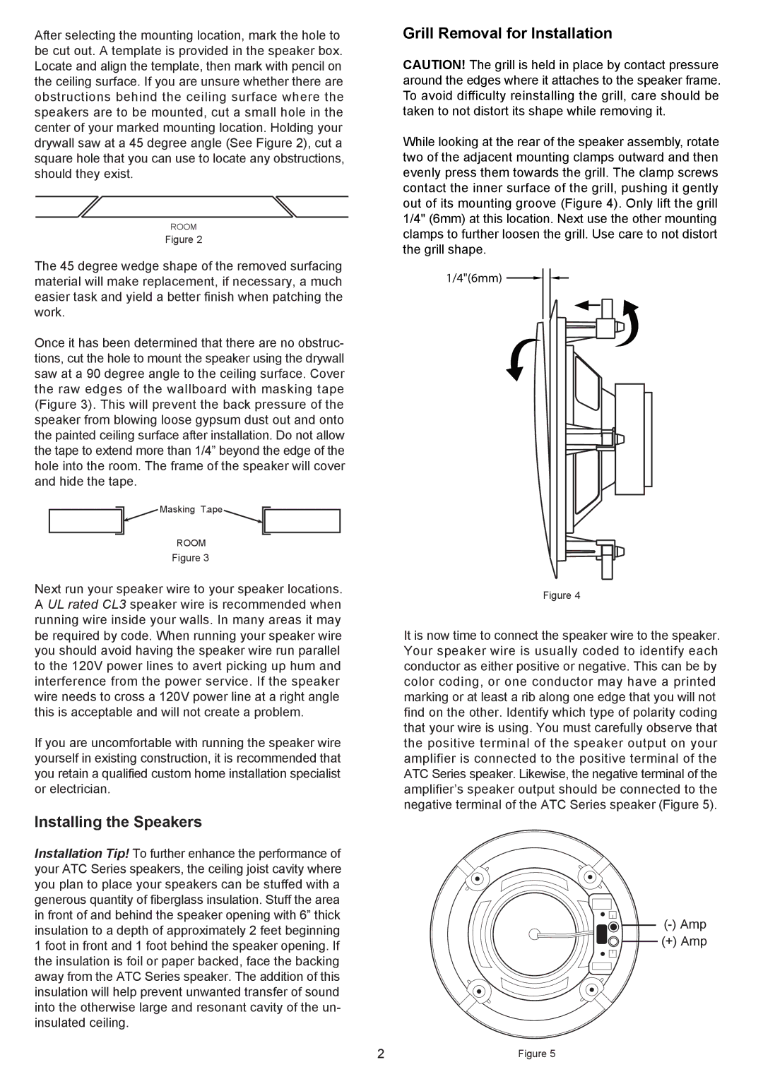 Phoenix Gold ATc8 installation manual Installing the Speakers, Grill Removal for Installation 