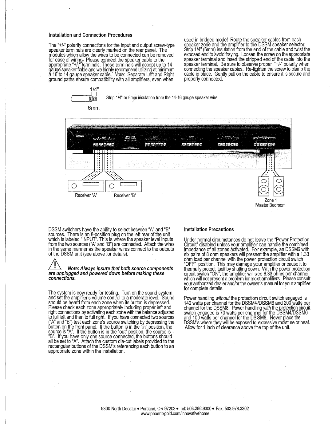 Phoenix Gold DSSM8, DSSM Dual Source Smart Audio Management Speaker Selectors manual 