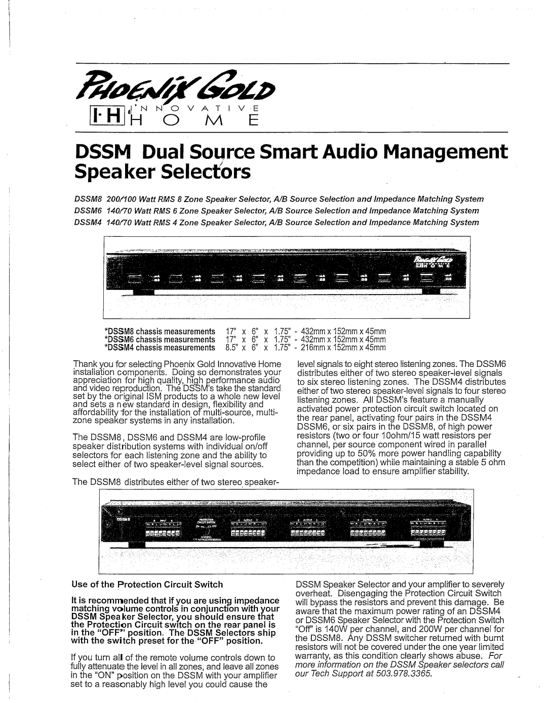 Phoenix Gold DSSM Dual Source Smart Audio Management Speaker Selectors, DSSM8 manual 