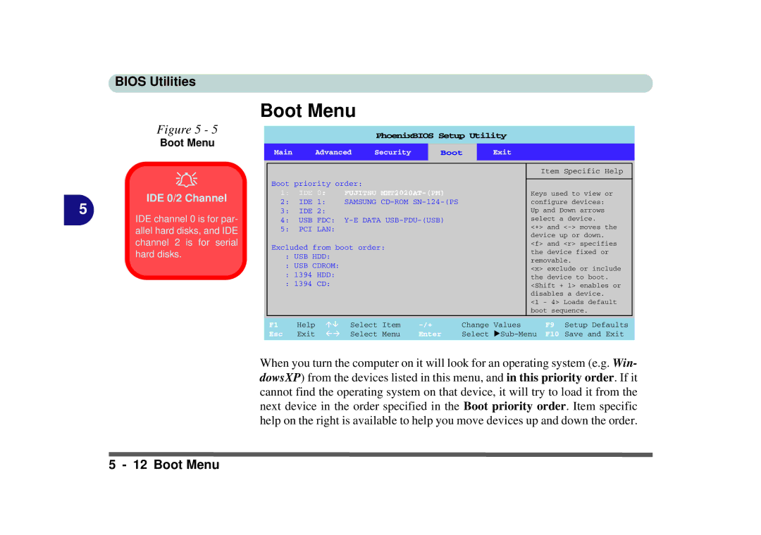 Phoenix Gold pmn manual Boot Menu, IDE 0/2 Channel 