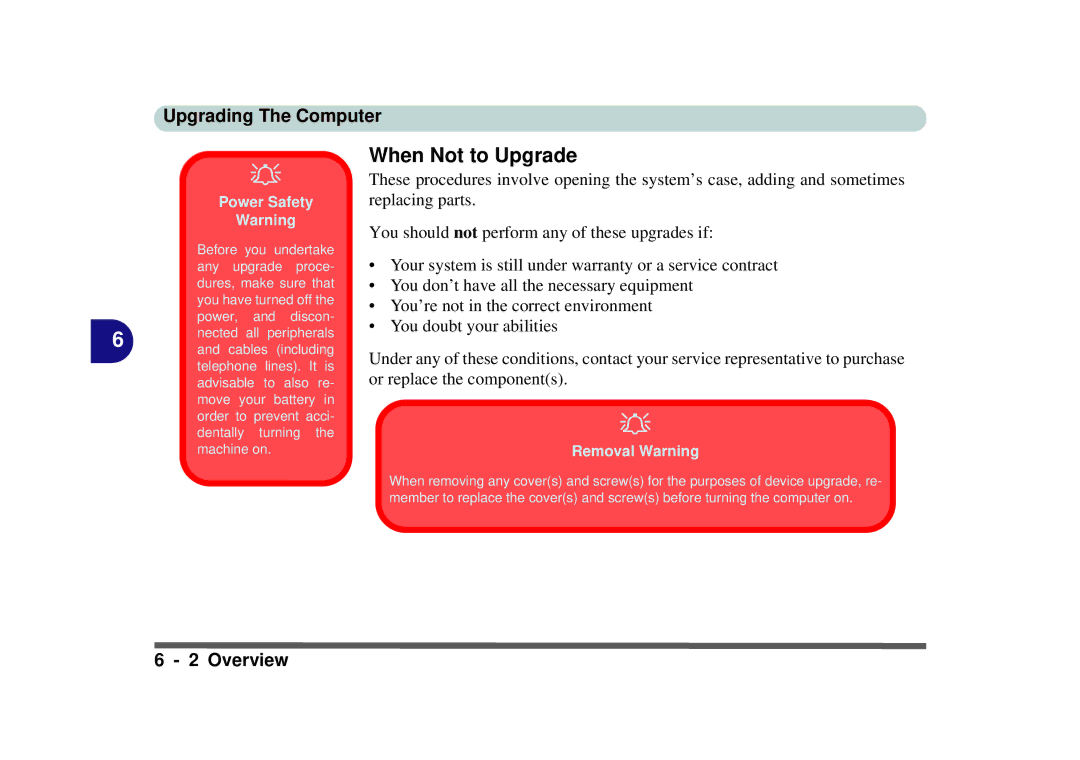 Phoenix Gold pmn manual When Not to Upgrade, Power Safety 