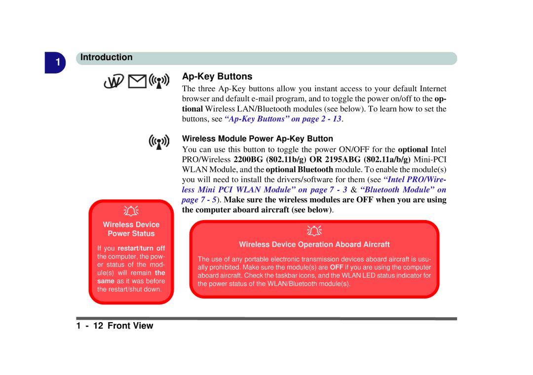 Phoenix Gold pmn manual Wireless Device Power Status, Wireless Device Operation Aboard Aircraft 