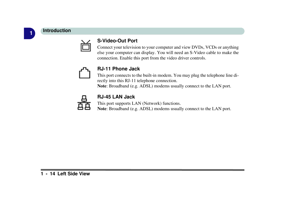 Phoenix Gold pmn manual Video-Out Port, RJ-11 Phone Jack, RJ-45 LAN Jack 