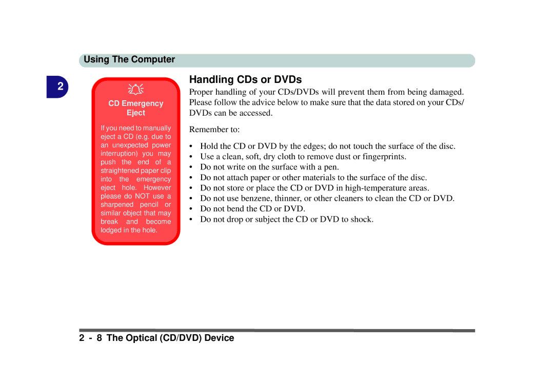 Phoenix Gold pmn manual Handling CDs or DVDs, CD Emergency Eject 