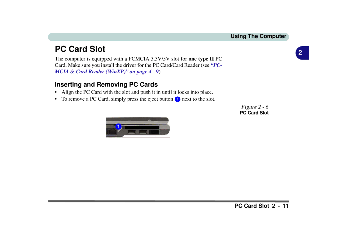 Phoenix Gold pmn manual PC Card Slot, Inserting and Removing PC Cards 