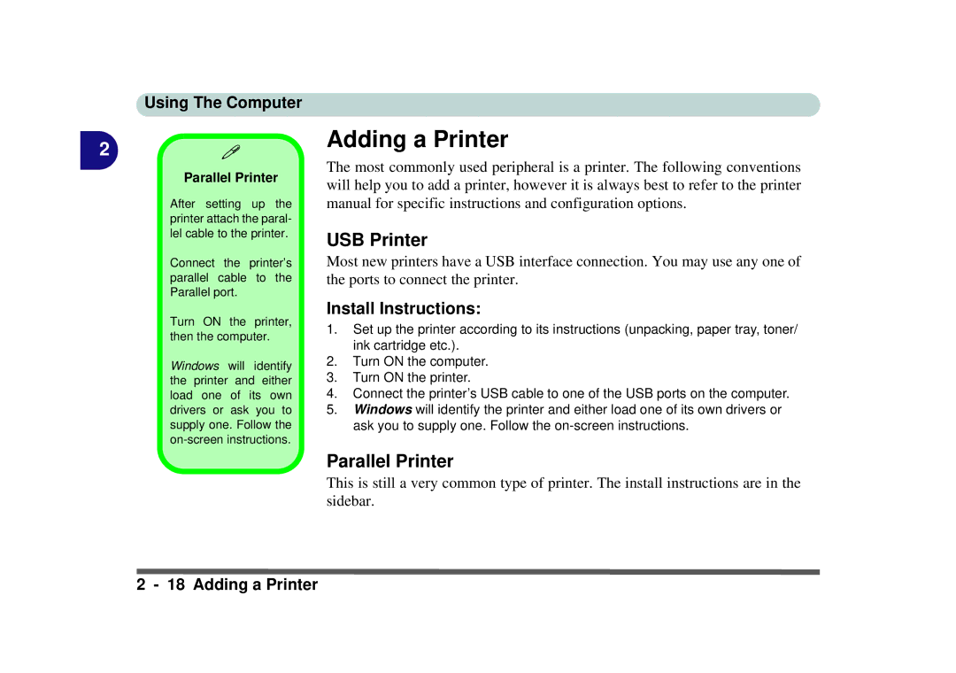 Phoenix Gold pmn manual Adding a Printer, USB Printer, Parallel Printer, Install Instructions 