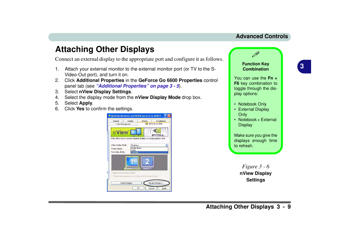 Phoenix Gold pmn manual Attaching Other Displays, NView Display Settings, Function Key Combination 