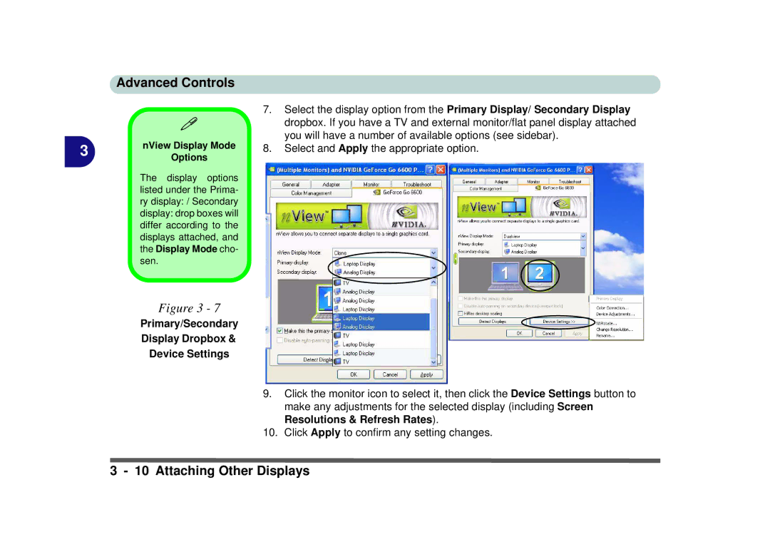 Phoenix Gold pmn manual Primary/Secondary Display Dropbox Device Settings, NView Display Mode, Options 