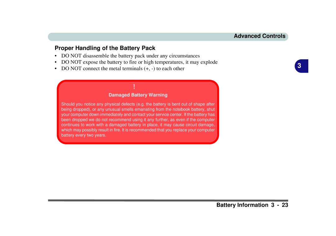 Phoenix Gold pmn manual Proper Handling of the Battery Pack, Damaged Battery Warning 