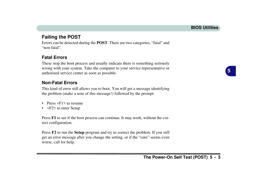 Phoenix Gold pmn manual Failing the Post, Non-Fatal Errors 