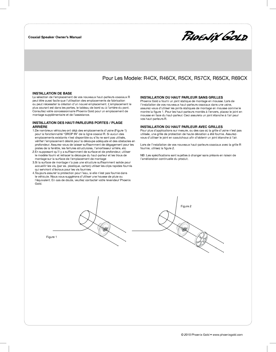 Phoenix Gold manual Pour Les Modele R4CX, R46CX, R5CX, R57CX, R65CX, R69CX, Installation DE Base 
