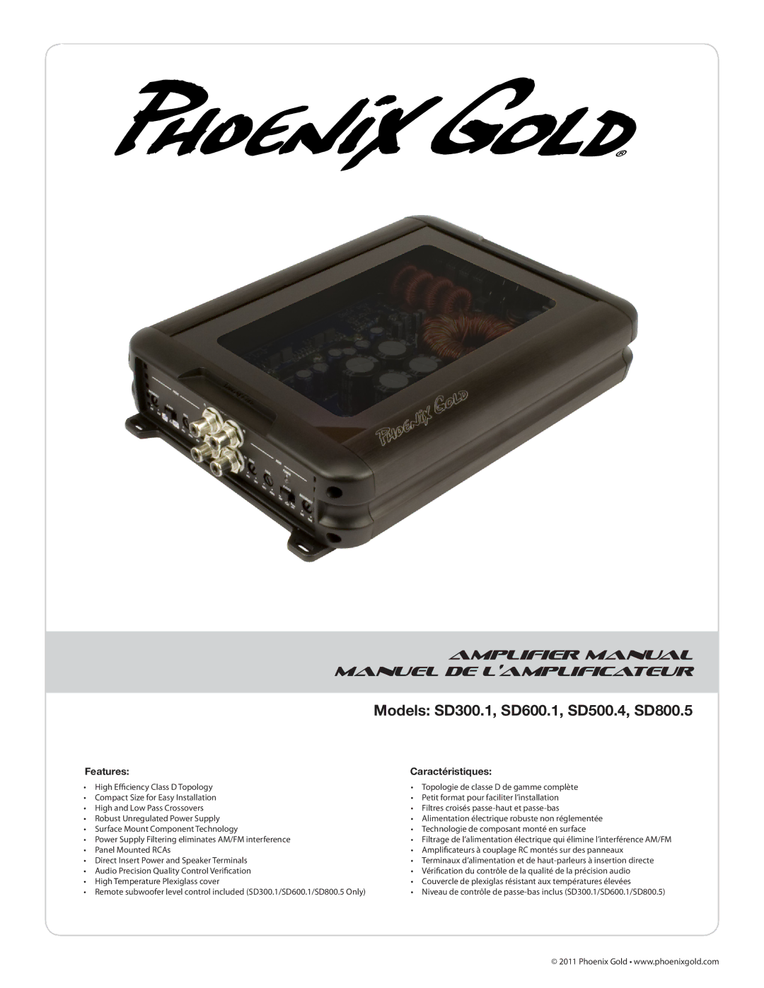 Phoenix Gold manual Models SD300.1, SD600.1, SD500.4, SD800.5 