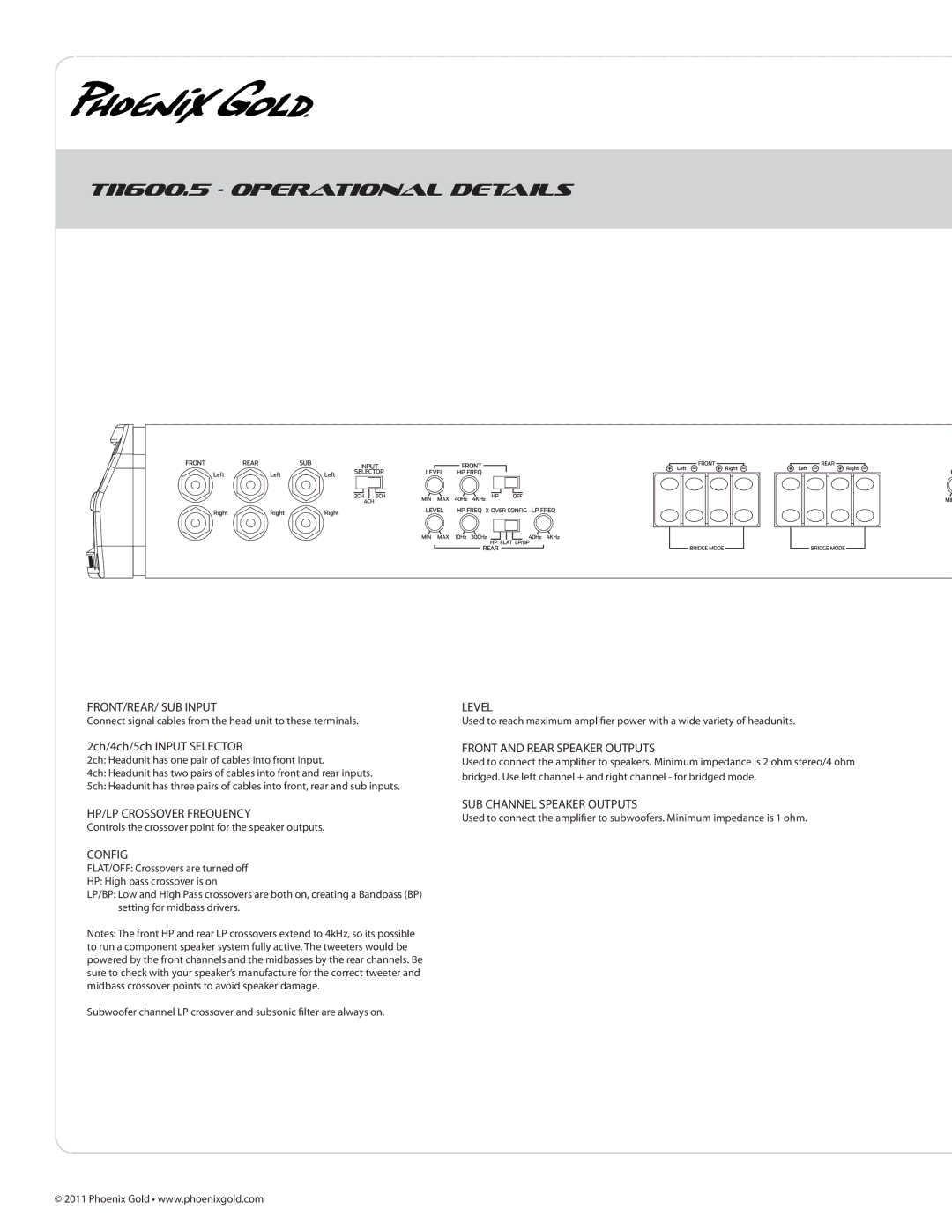 Phoenix Gold manual TI1600.5 Operational Details 