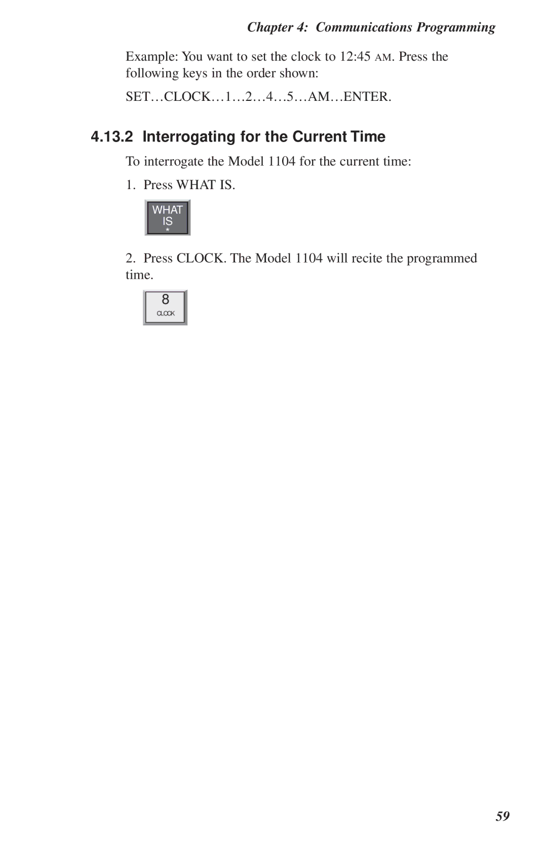 Phonetics 1104 user manual Interrogating for the Current Time 