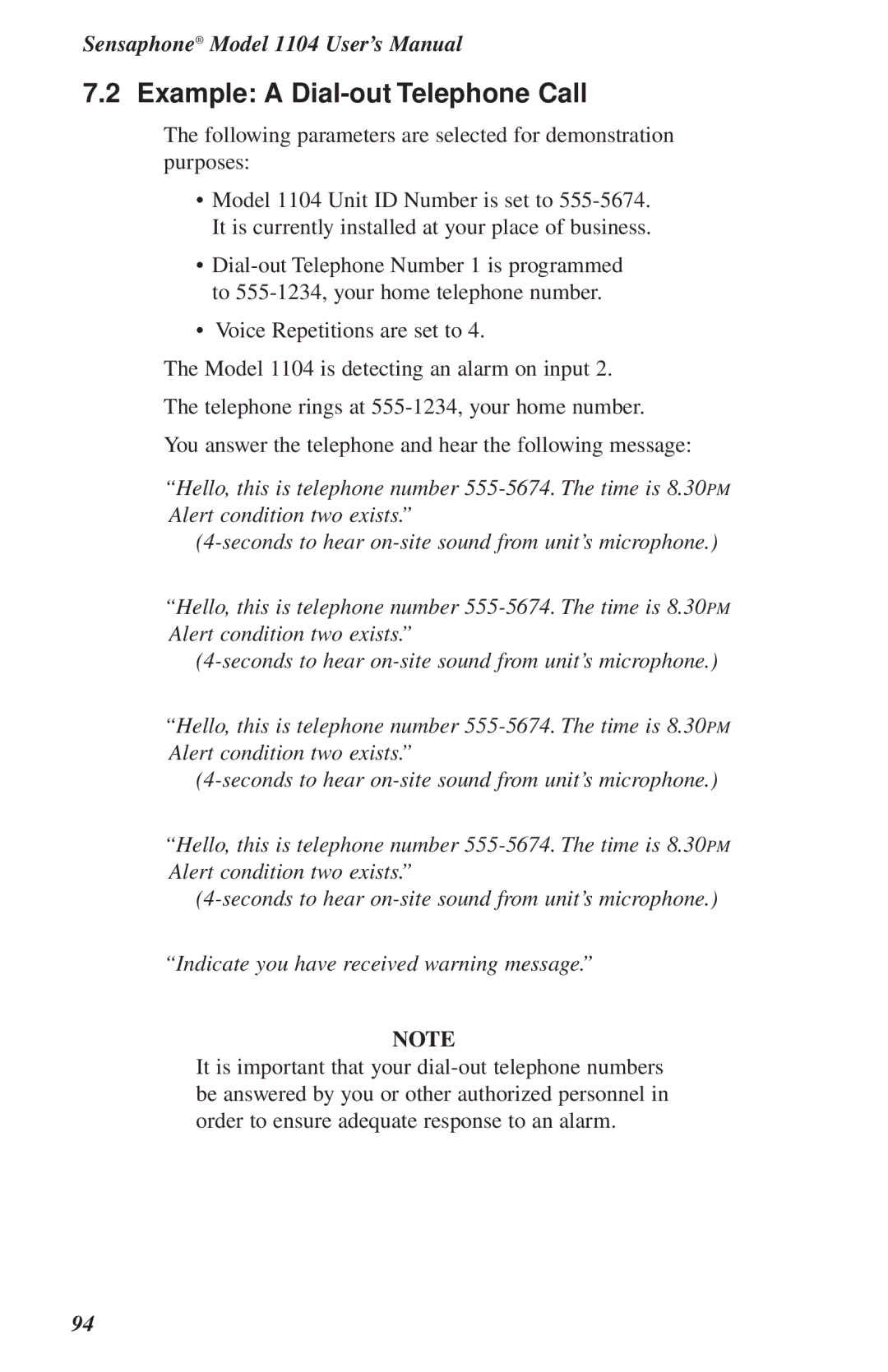 Phonetics 1104 user manual Example a Dial-out Telephone Call 