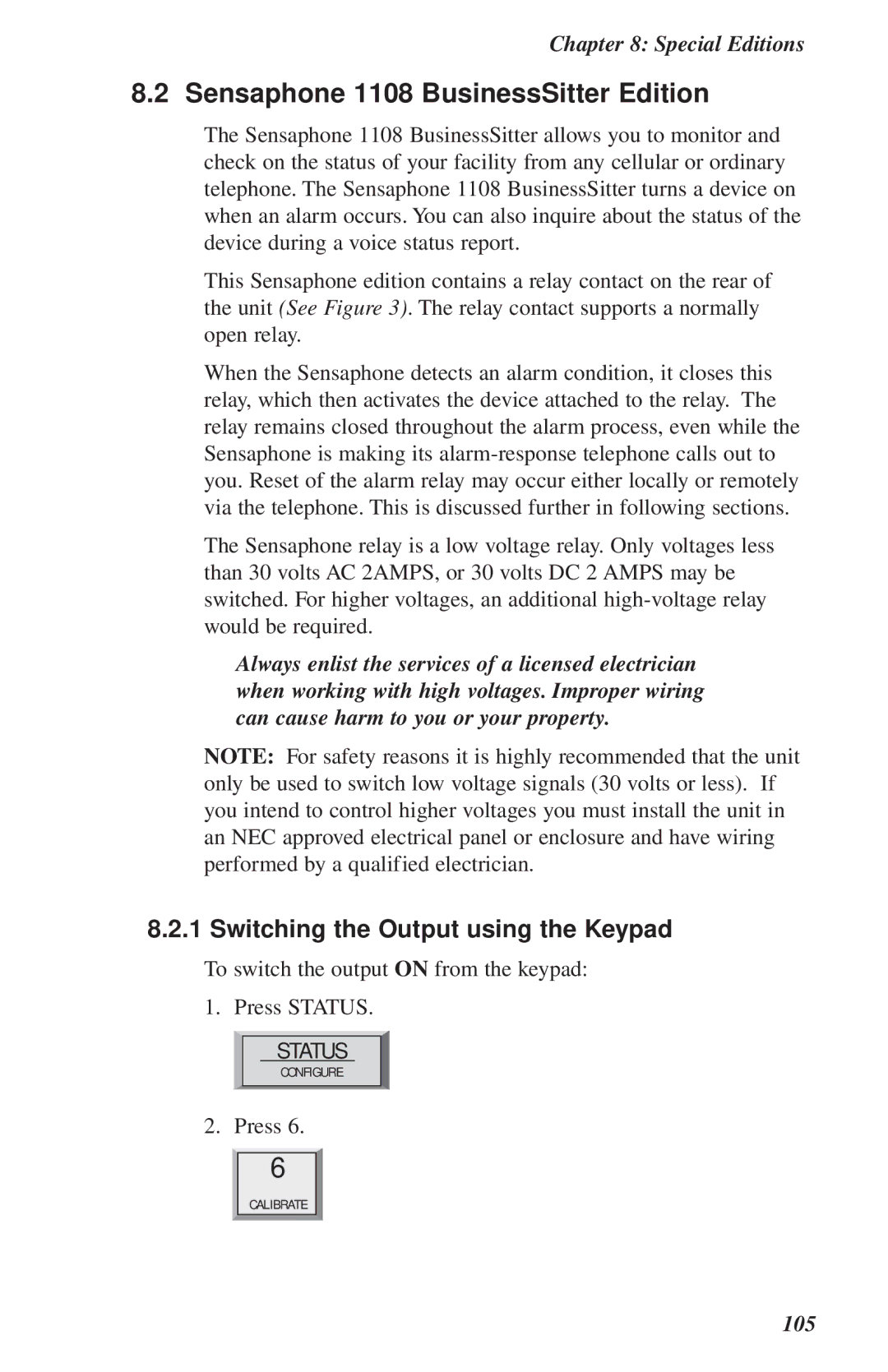 Phonetics user manual Sensaphone 1108 BusinessSitter Edition, Switching the Output using the Keypad 