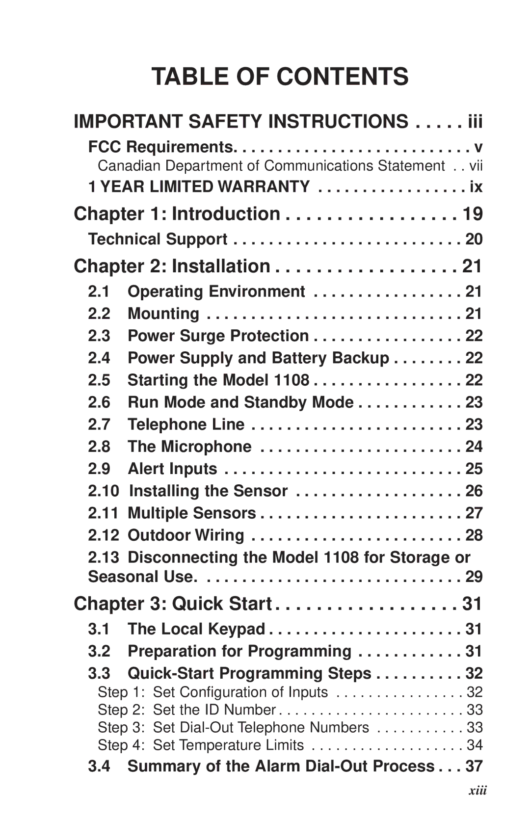 Phonetics 1108 user manual Table of Contents 