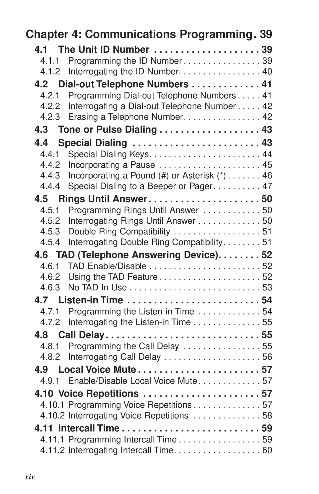 Phonetics 1108 Unit ID Number, Dial-out Telephone Numbers, Tone or Pulse Dialing 4.4 Special Dialing, Rings Until Answer 