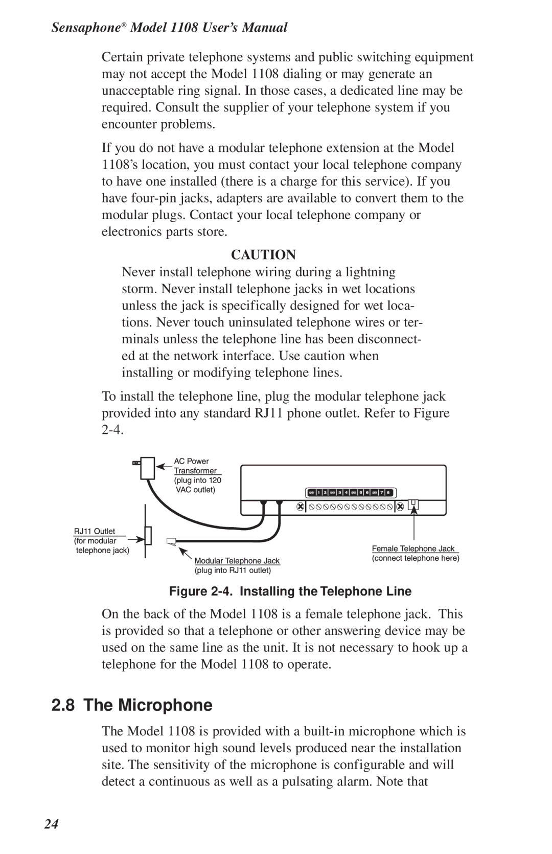 Phonetics 1108 user manual Installing the Telephone Line 