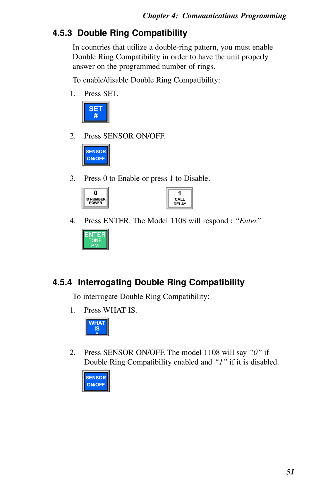 Phonetics 1108 user manual Interrogating Double Ring Compatibility 