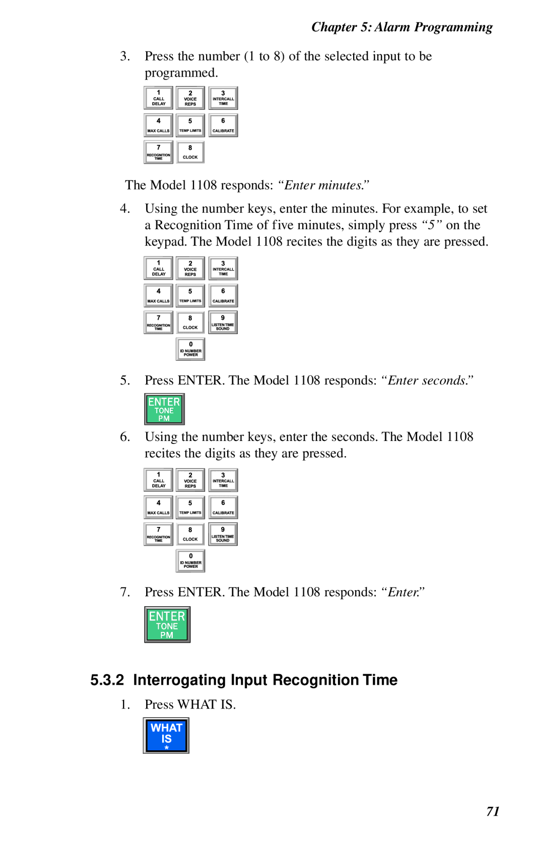 Phonetics 1108 user manual Interrogating Input Recognition Time 