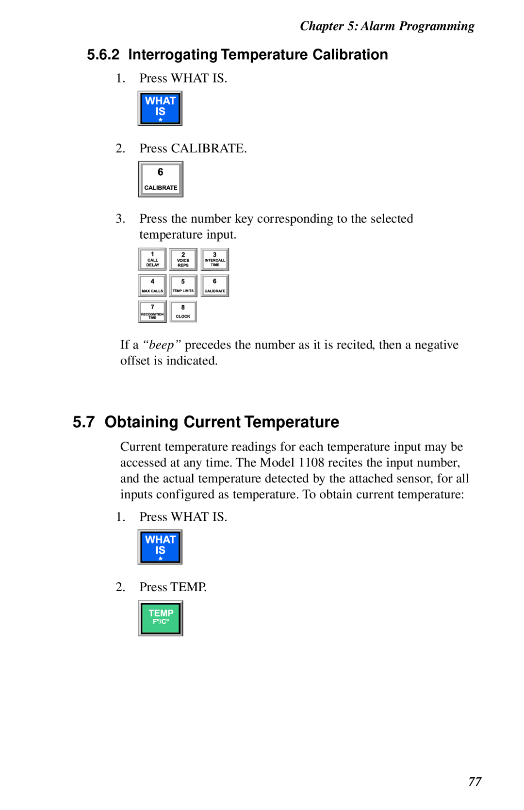 Phonetics 1108 user manual Obtaining Current Temperature, Interrogating Temperature Calibration 