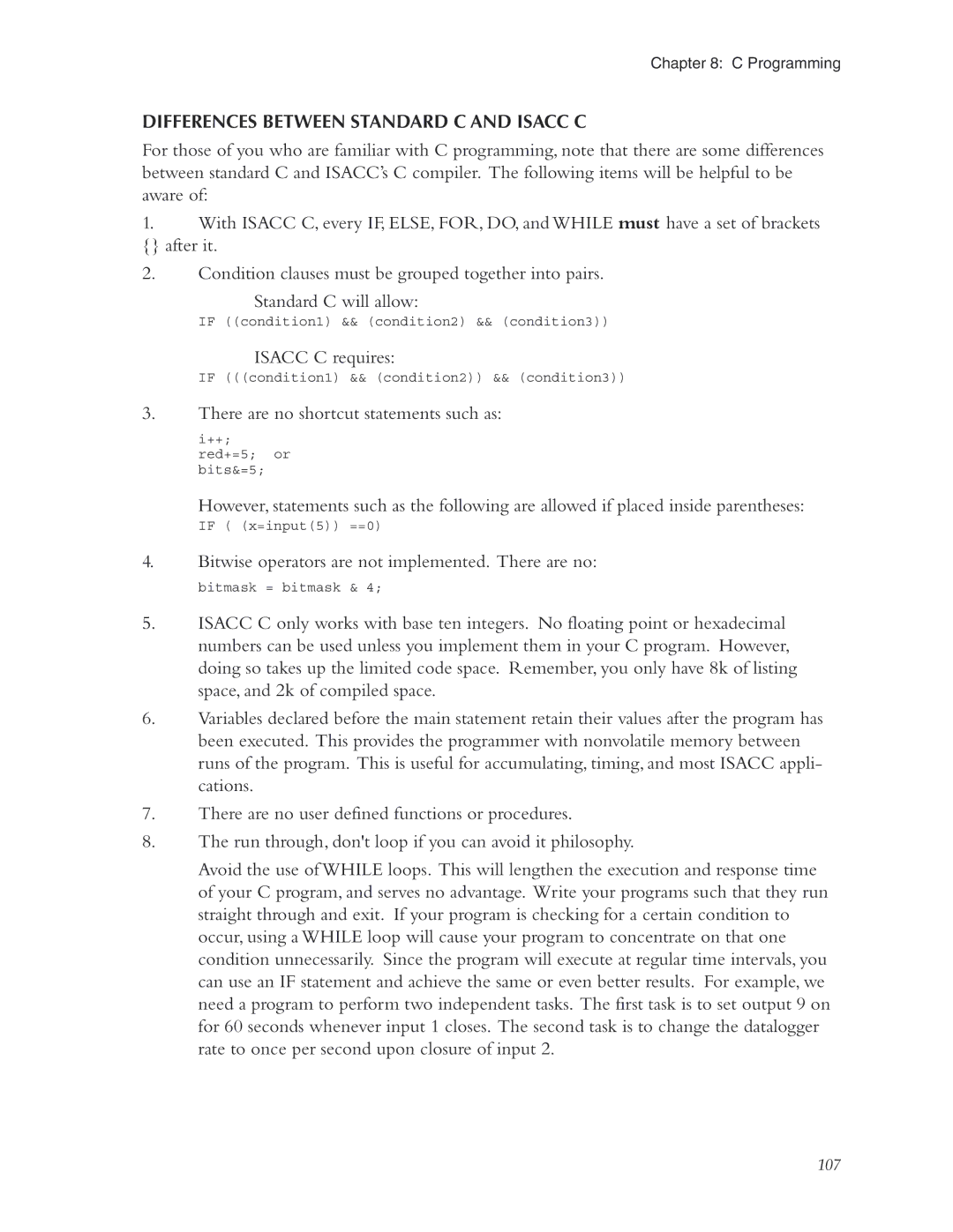 Phonetics 5000, 5100 manual Differences Between Standard C and Isacc C 