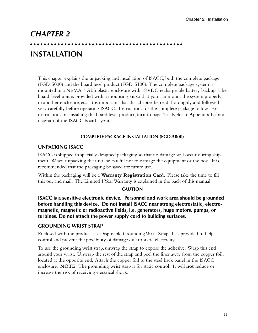 Phonetics 5000, 5100 manual Unpacking Isacc, Grounding Wrist Strap 