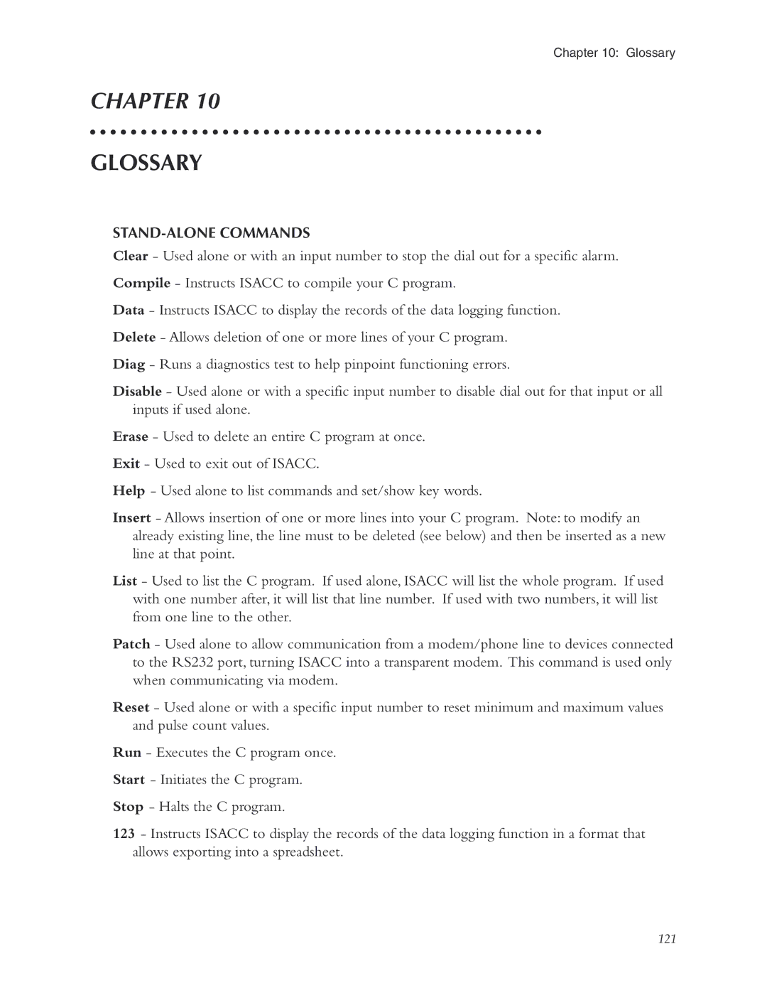 Phonetics 5000, 5100 manual Glossary, STAND-ALONE Commands 