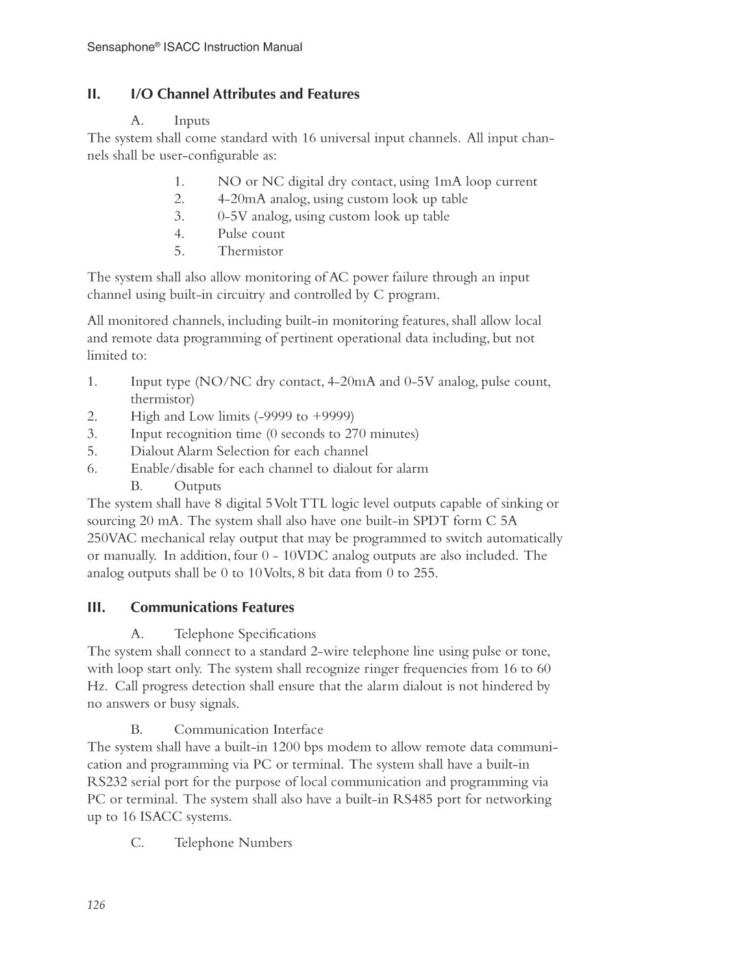 Phonetics 5100, 5000 manual II. I/O Channel Attributes and Features 